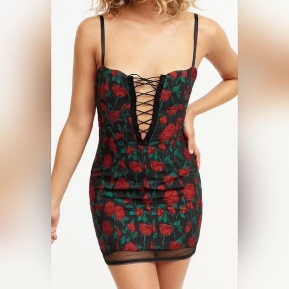 For Love And Lemons Red Floral Dress - Picture 1 of 5